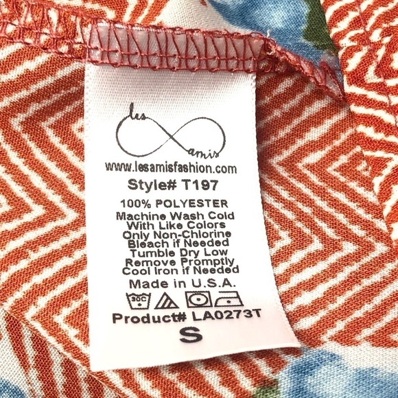 🌺 Les Amis Chevron Floral Print Tie Neck Blouse Size S NWT - Picture 8 of 9